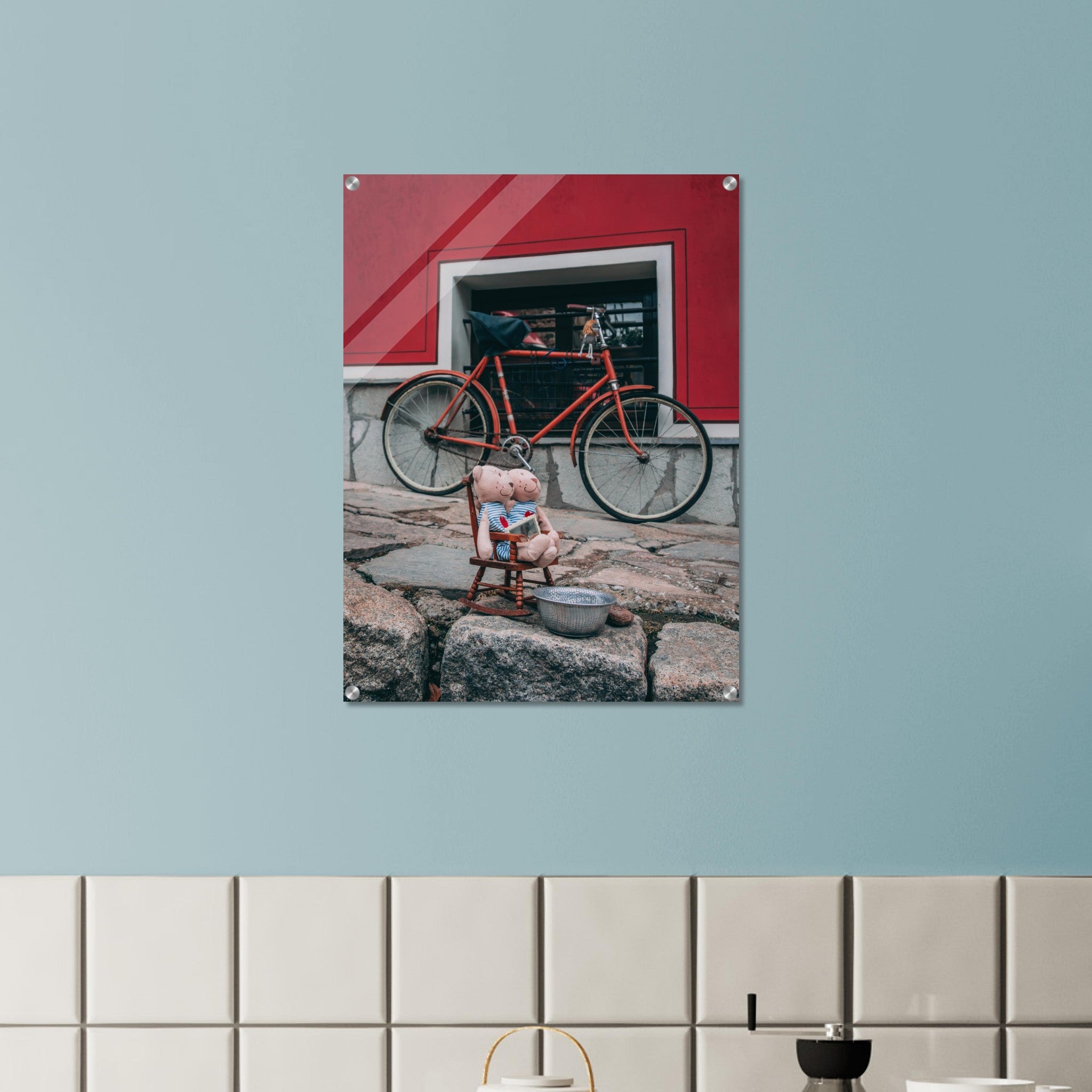 Teddy Bear Romance: Vintage Town Vibes | Acrylic Print