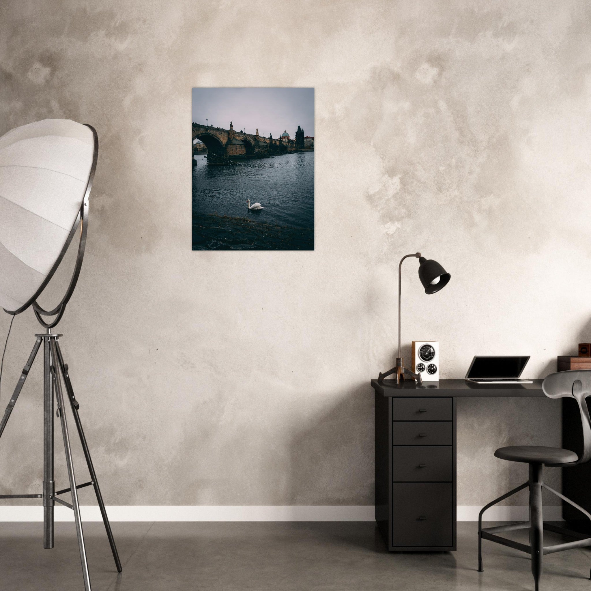 Glide with the Swan: The Majestic Charles Bridge of Prague | Metal Print