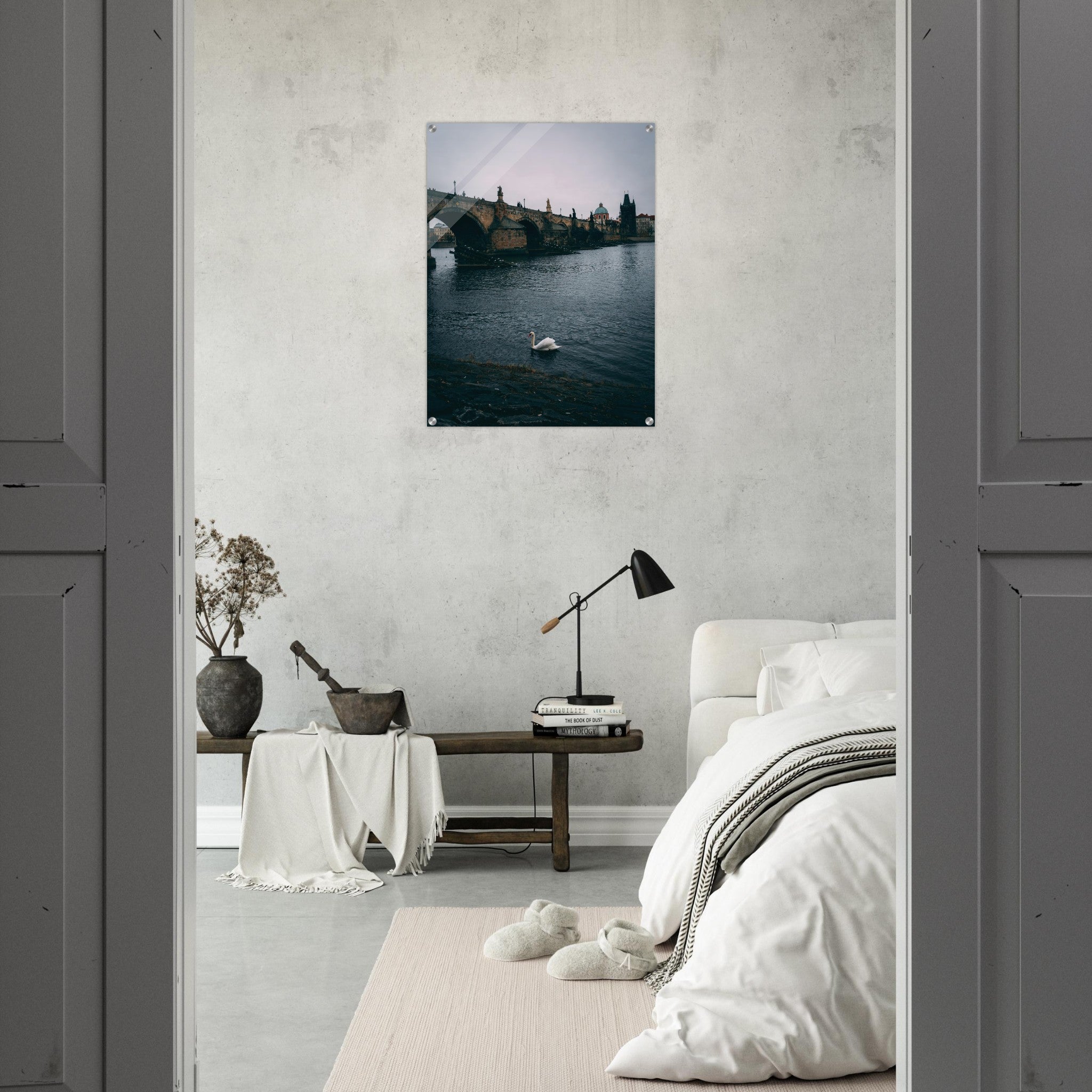 Glide with the Swan: The Majestic Charles Bridge of Prague | Acrylic Print