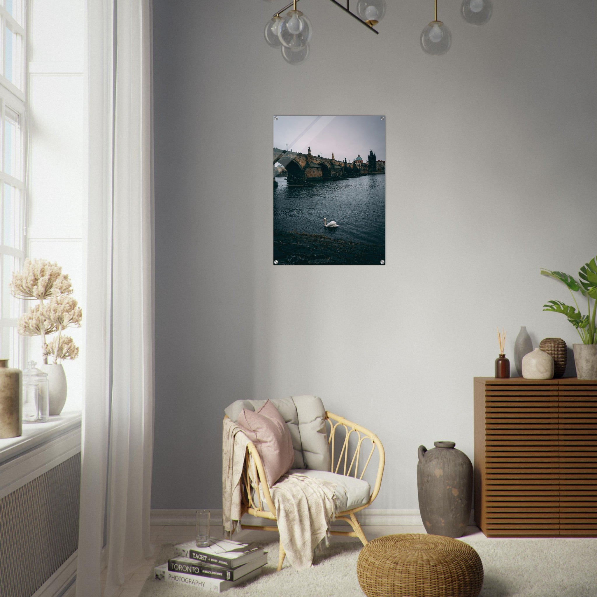 Glide with the Swan: The Majestic Charles Bridge of Prague | Acrylic Print