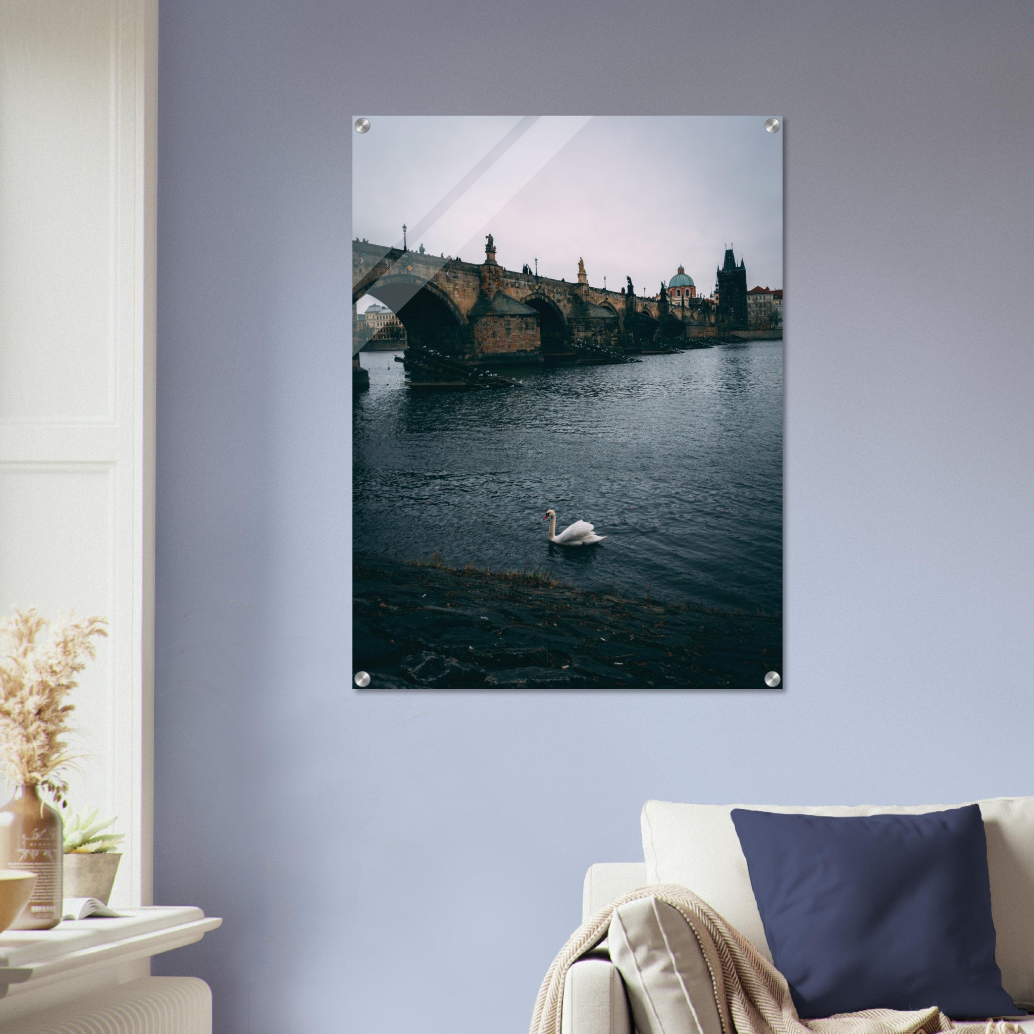 Glide with the Swan: The Majestic Charles Bridge of Prague | Acrylic Print