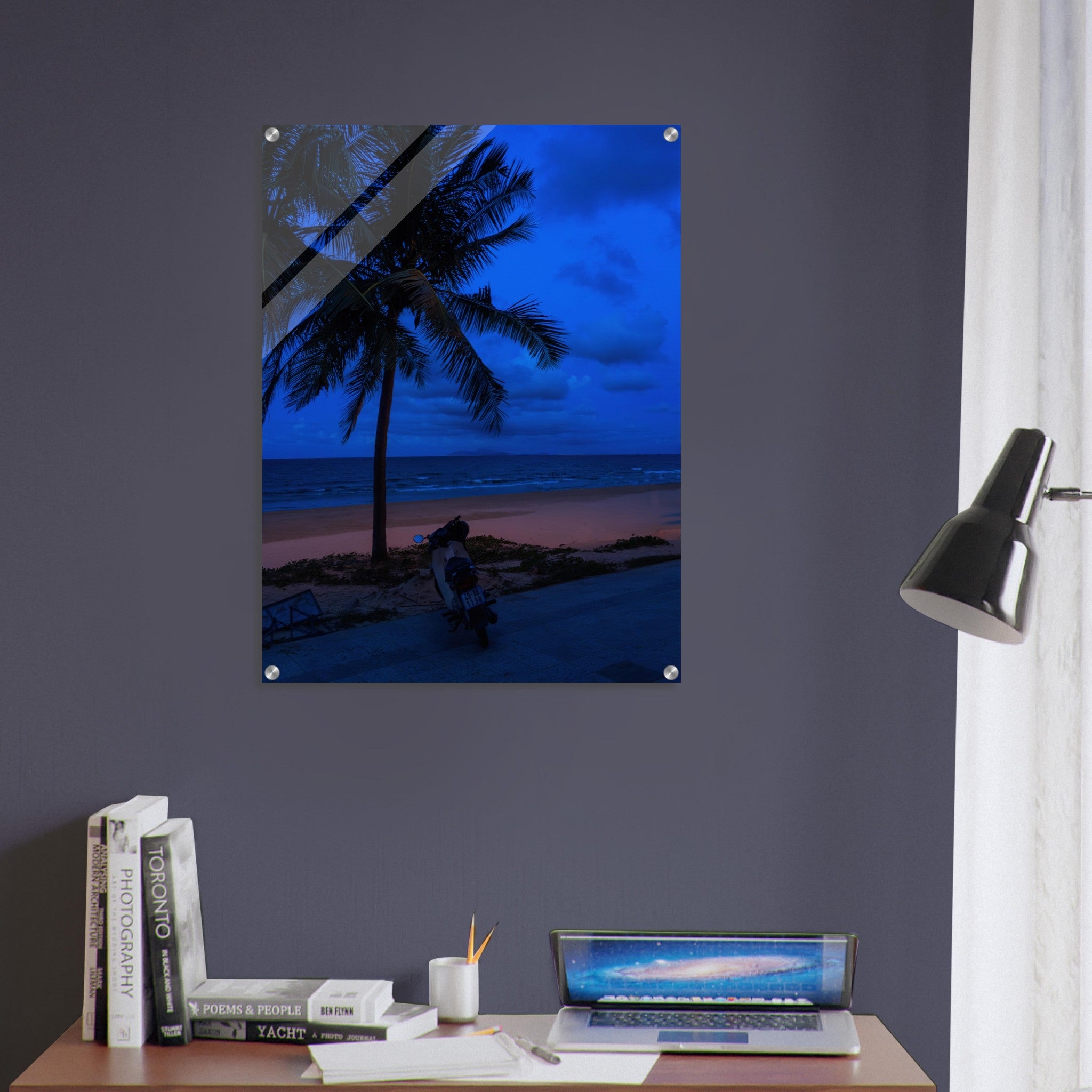 Vietnam's Beach: Motorcycle Rests on Serene Beach | Acrylic Print