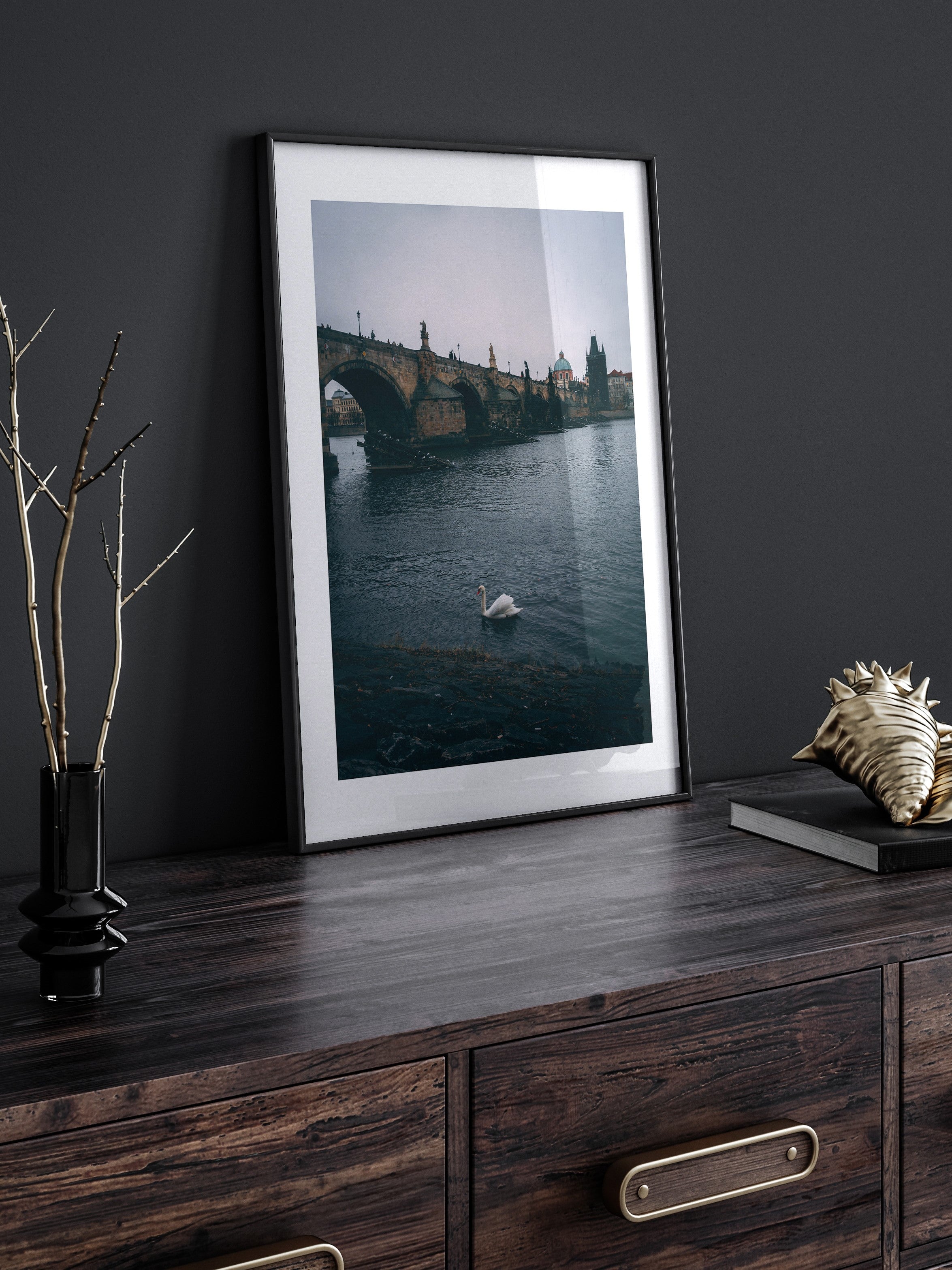 Glide with the Swan: The Majestic Charles Bridge of Prague | Poster