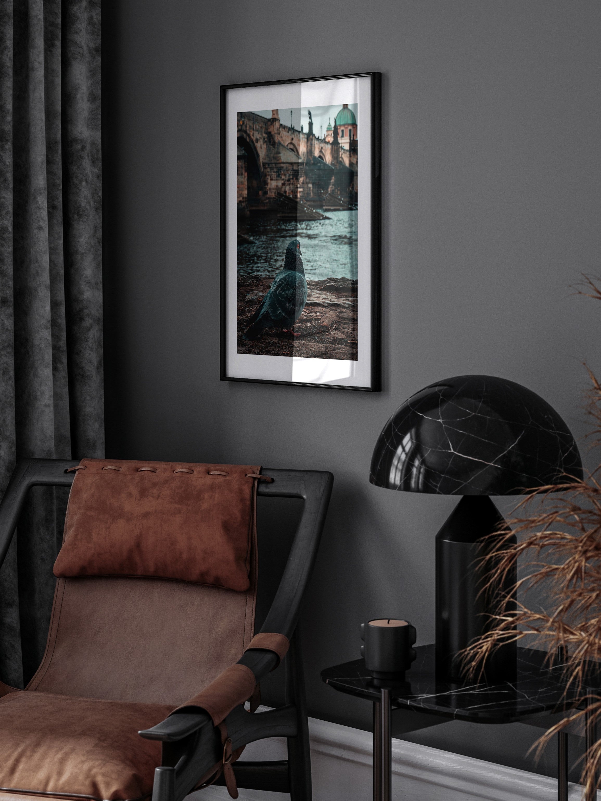 Charles Bridge Charm: A Pigeon's Perspective in Prague | Poster