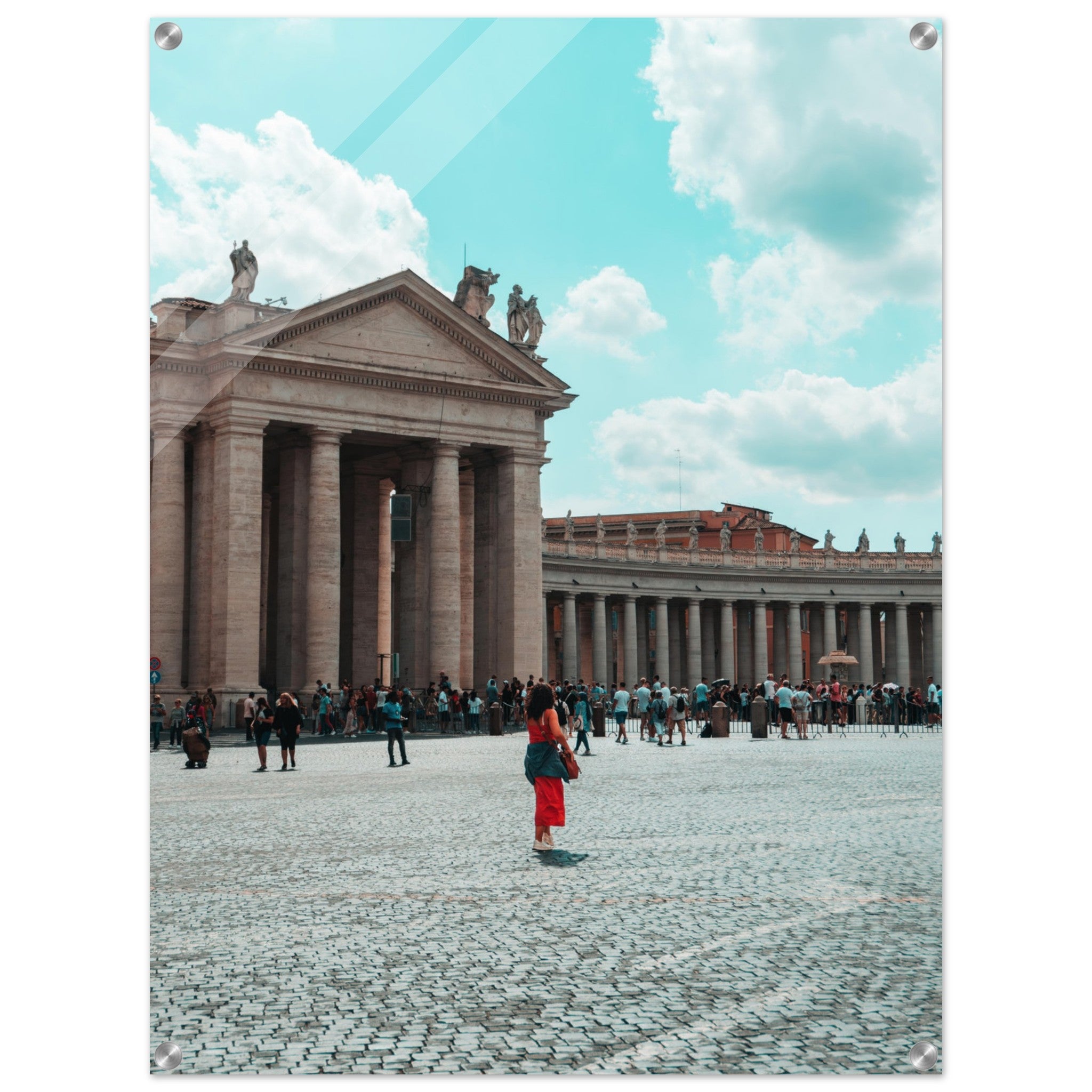 Historic Vatican City: A Solitary Figure Amidst Grand Architecture | Acrylic Print