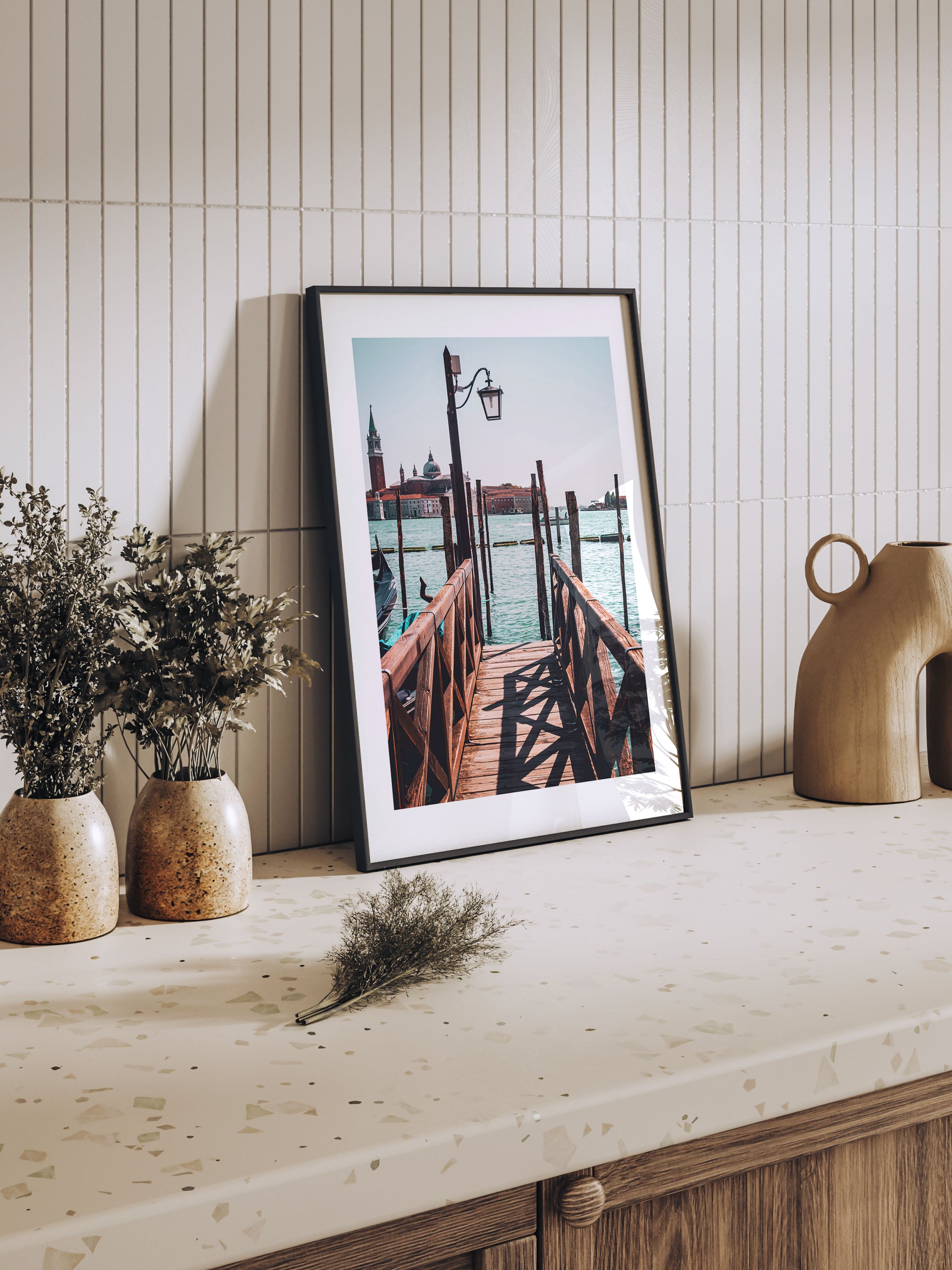 Rustic Charm: Venice's Lagoon and Dock | Poster