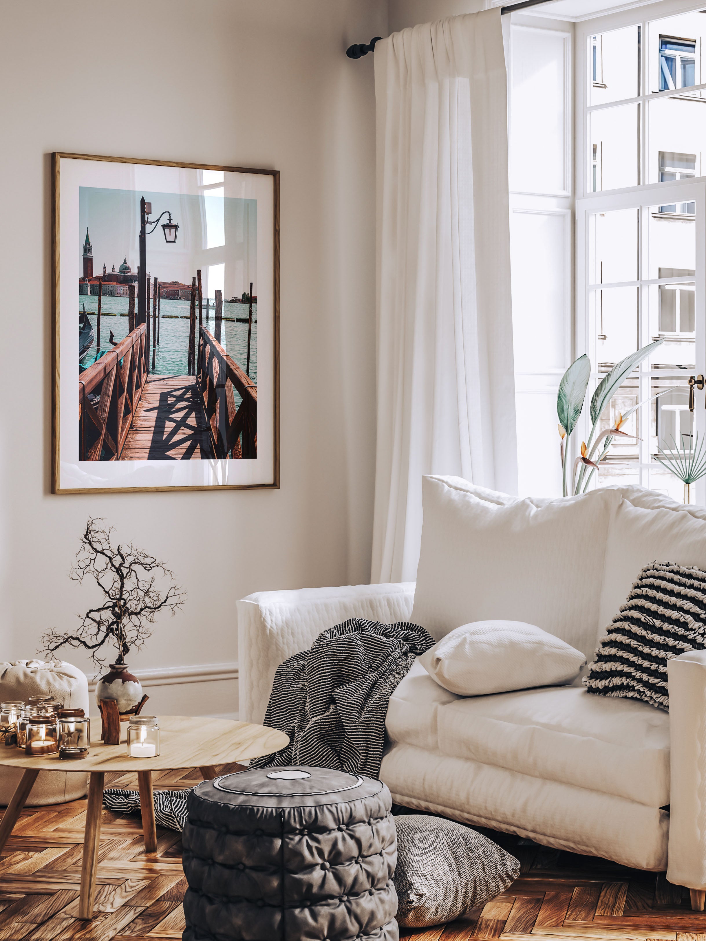 Rustic Charm: Venice's Lagoon and Dock | Poster