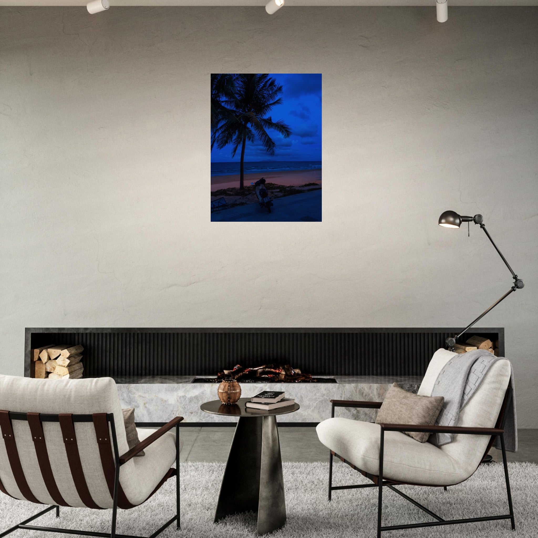 Vietnam's Beach: Motorcycle Rests on Serene Beach | Metal Print