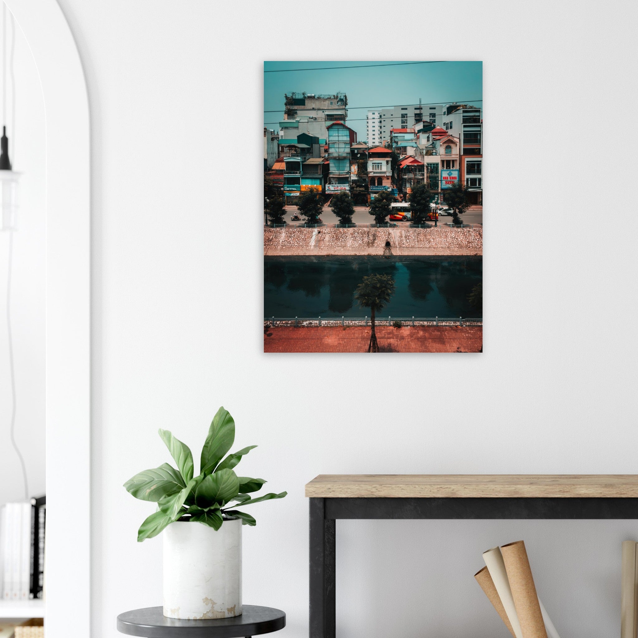 Captivating Hanoi City: Urban River Beauty | Metal Print