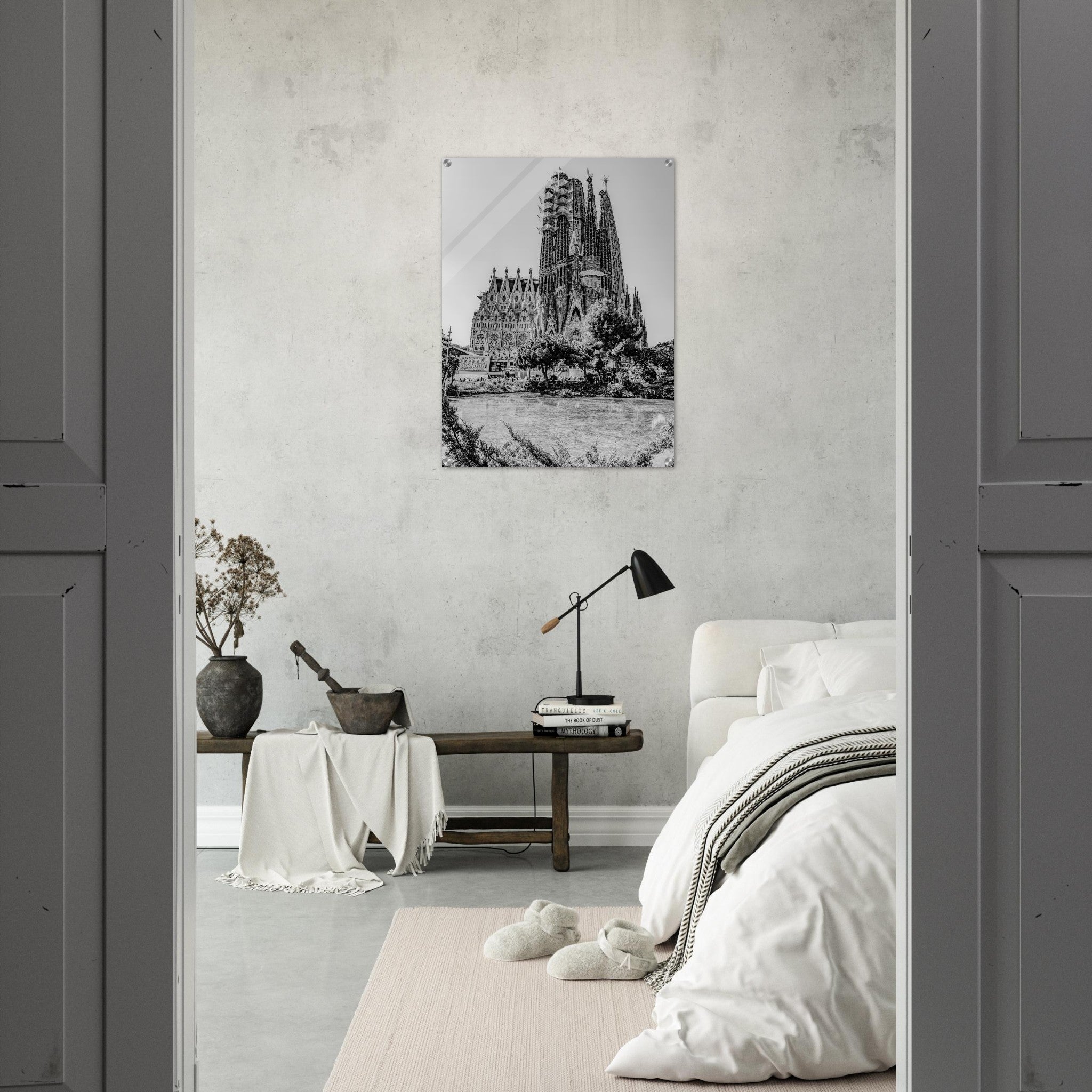Barcelona's Icon: The Majestic Sagrada Família B&W | Acrylic Print