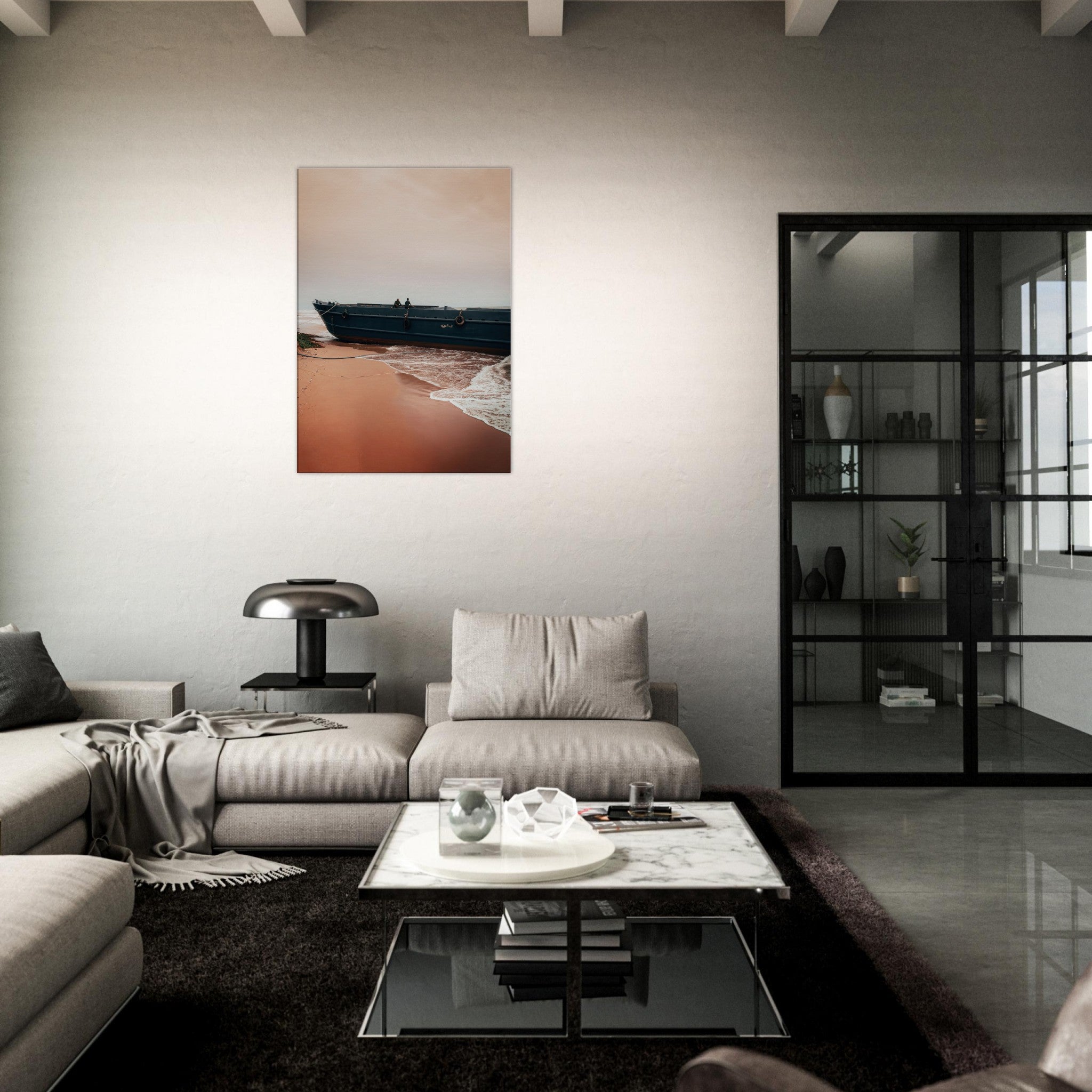 Vietnam Coastal Beauty: Serene Boat Shoreline | Canvas