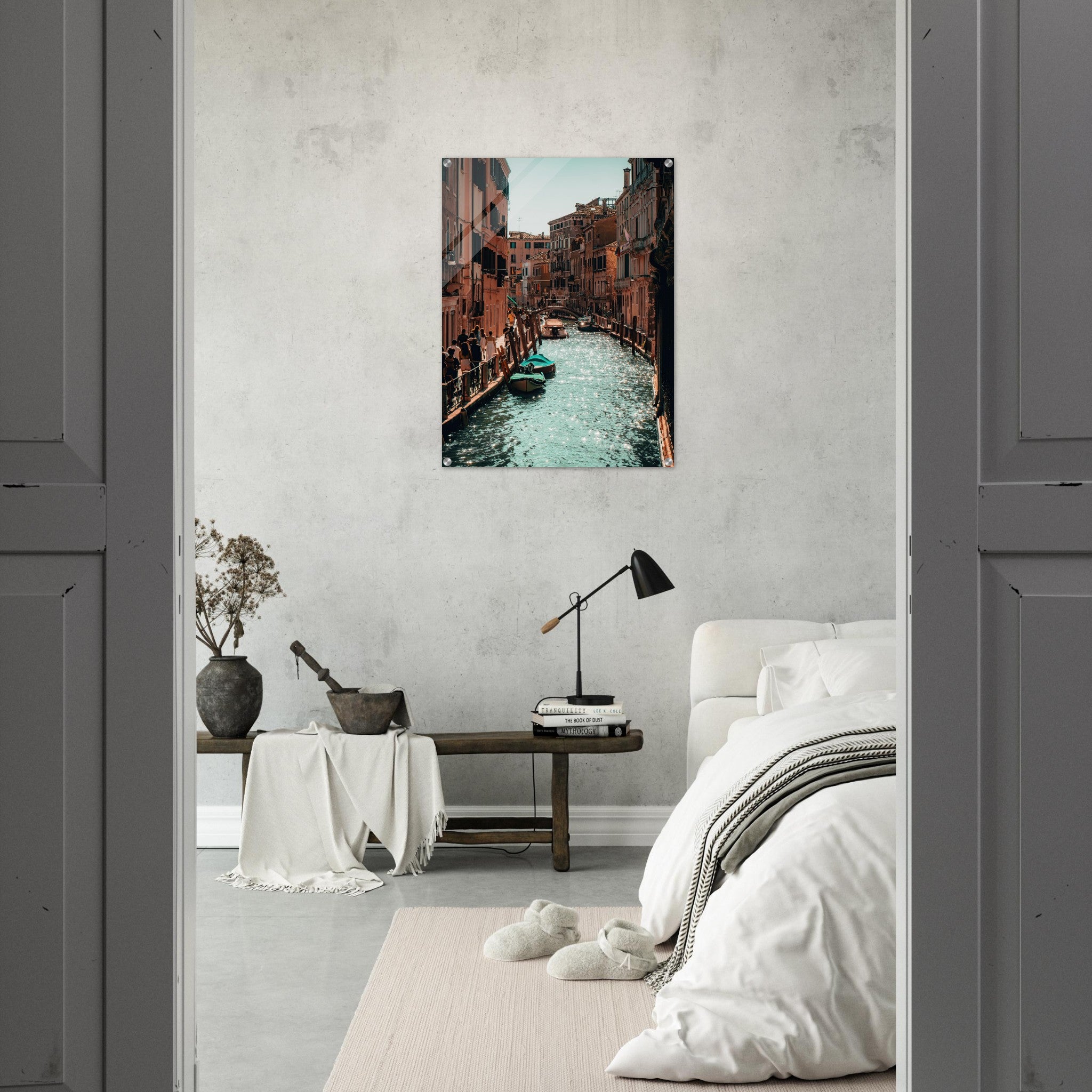 Sun-Kissed Venice: A Canal's Luminous Journey |  Acrylic Print
