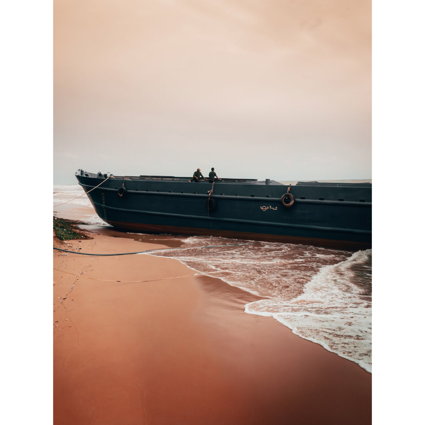 Vietnam Coastal Beauty: Serene Boat Shoreline | Acrylic Print