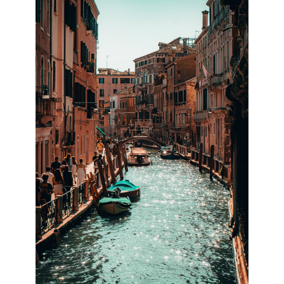 Sun-Kissed Venice: A Canal's Luminous Journey |  Acrylic Print