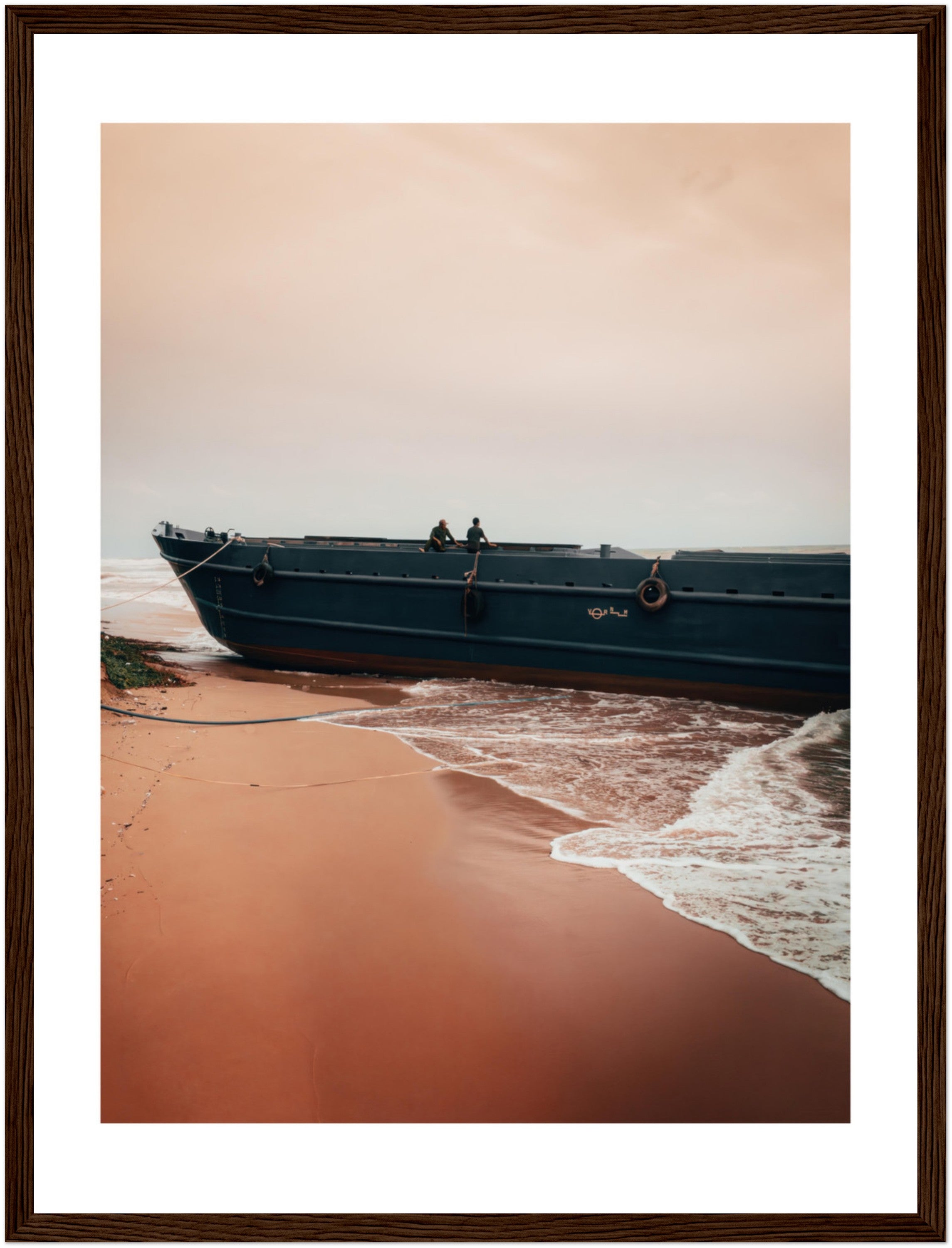 Vietnam Coastal Beauty: Serene Boat Shoreline | Poster