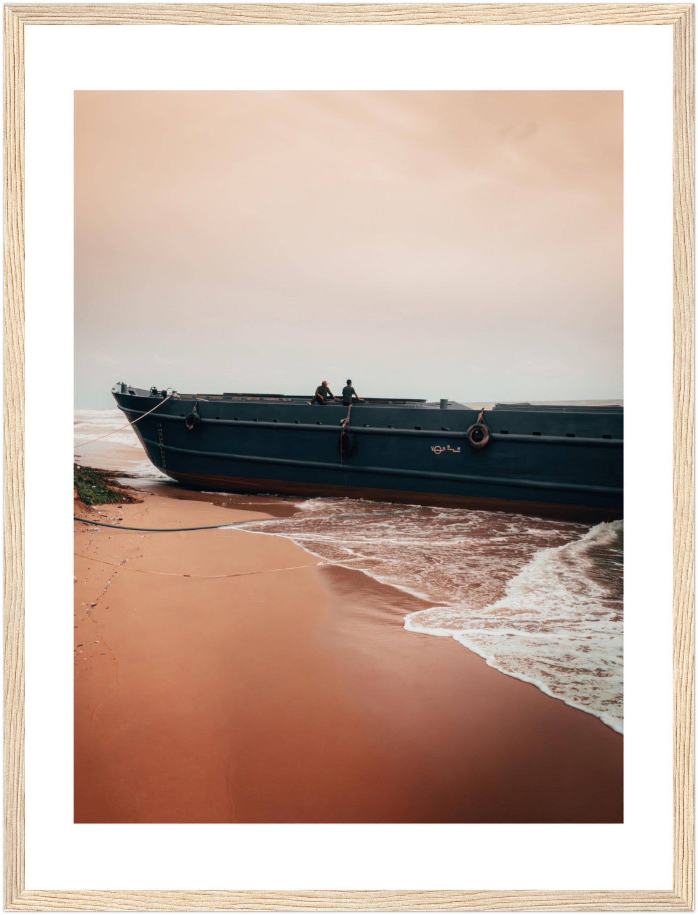 Vietnam Coastal Beauty: Serene Boat Shoreline | Poster