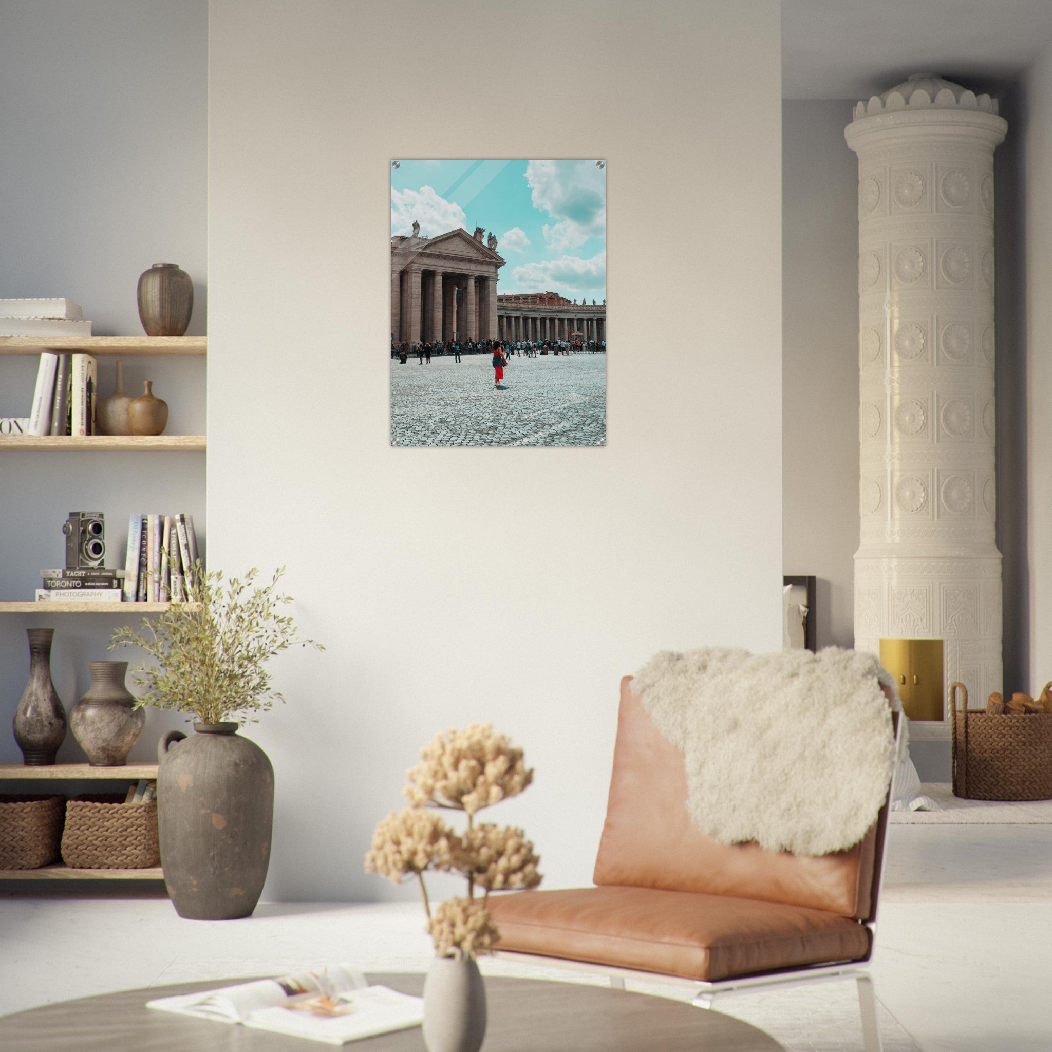 Historic Vatican City: A Solitary Figure Amidst Grand Architecture | Acrylic Print