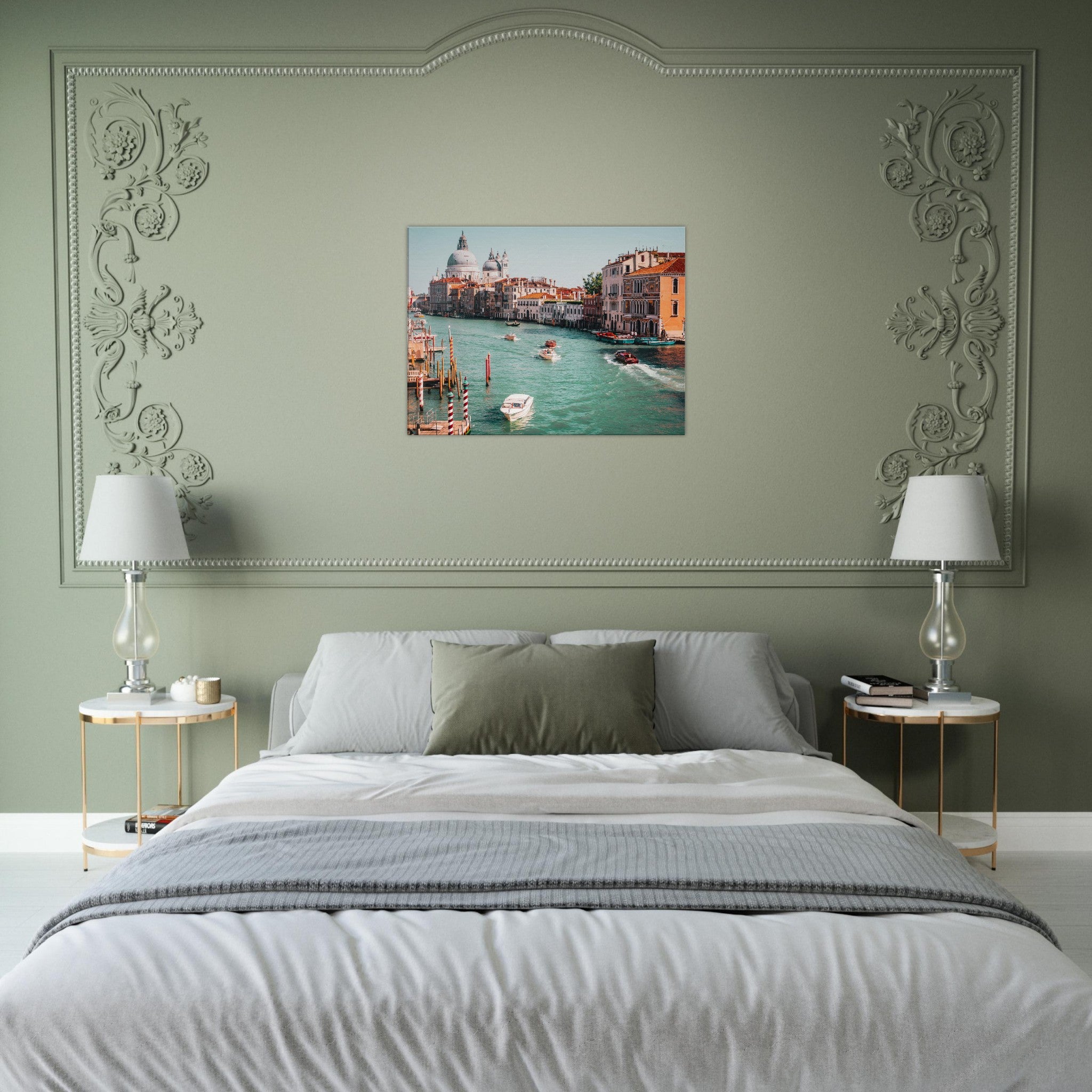 Iconic Venice: Striped Poles and Santa Maria II Canvas