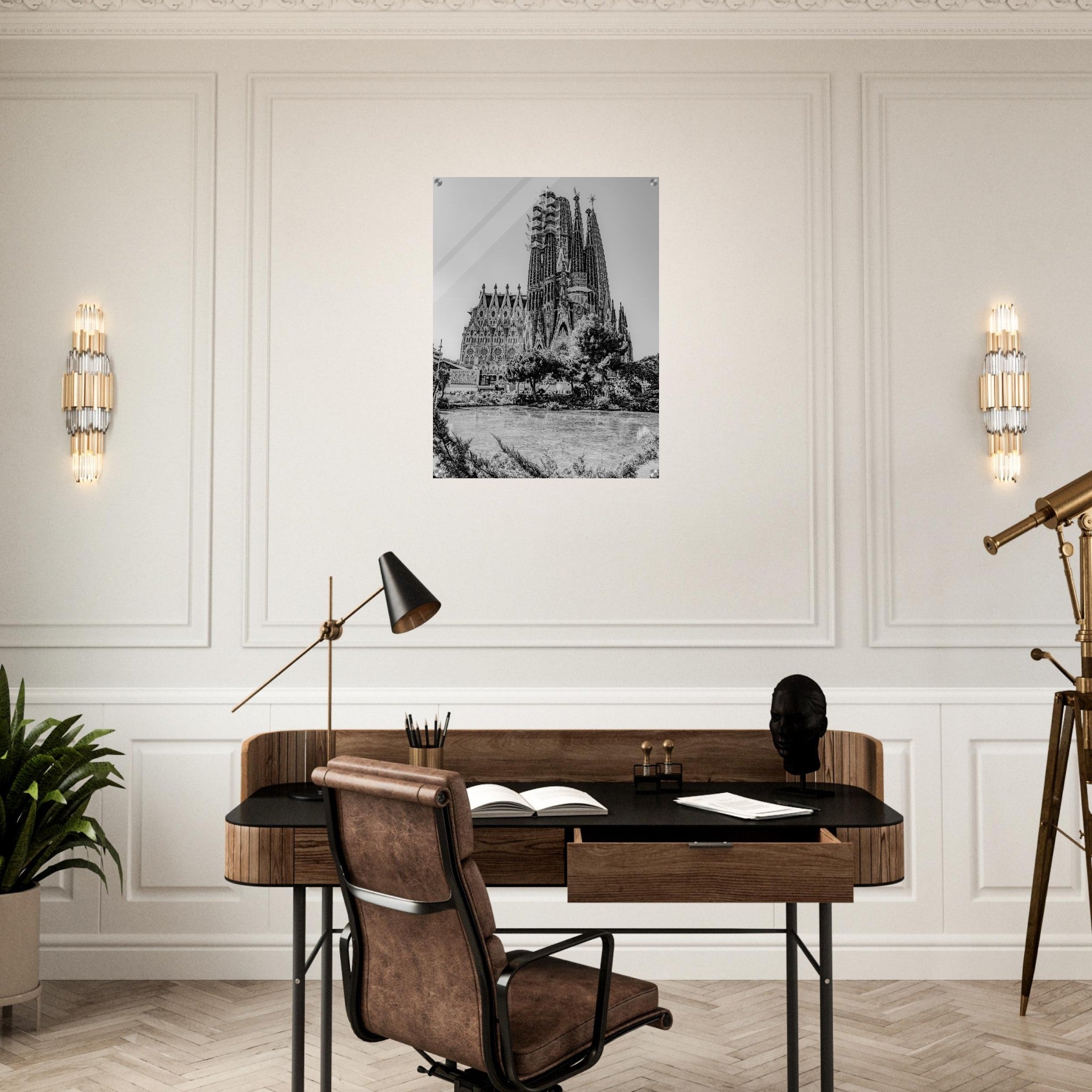 Barcelona's Icon: The Majestic Sagrada Família B&W | Acrylic Print