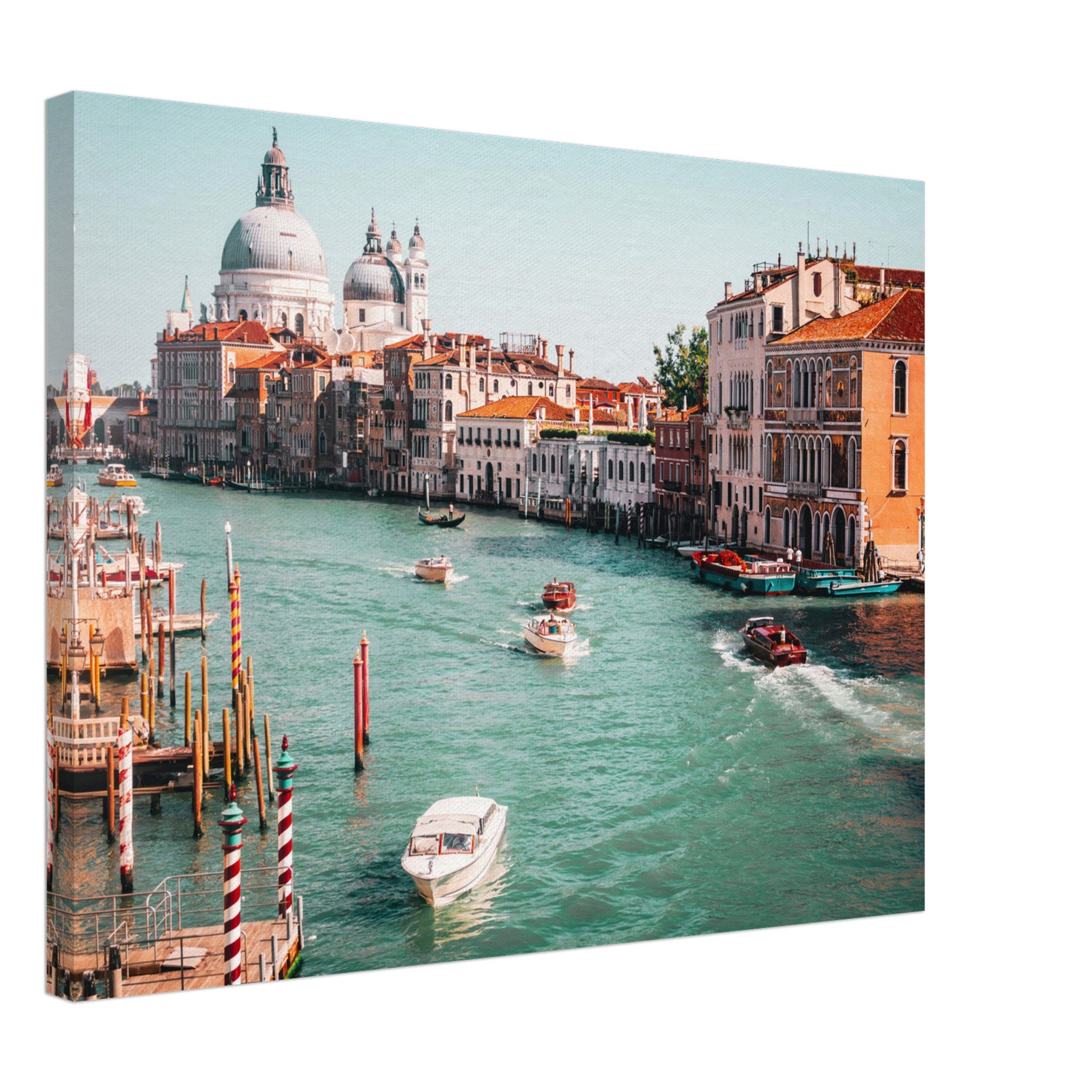 Iconic Venice: Striped Poles and Santa Maria II Canvas
