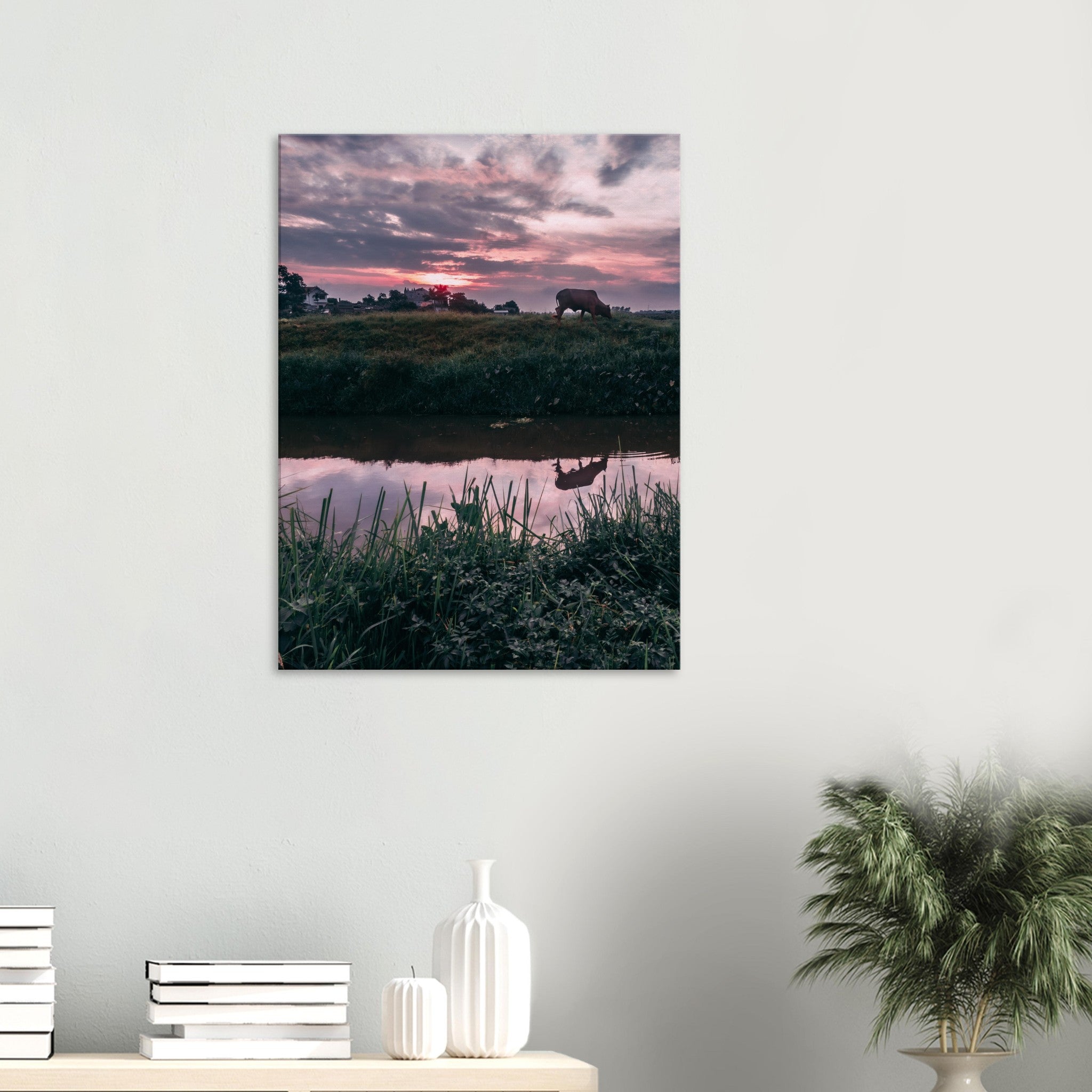 Vietnamese Countryside: A Cow, A River, and Endless Green | Canvas