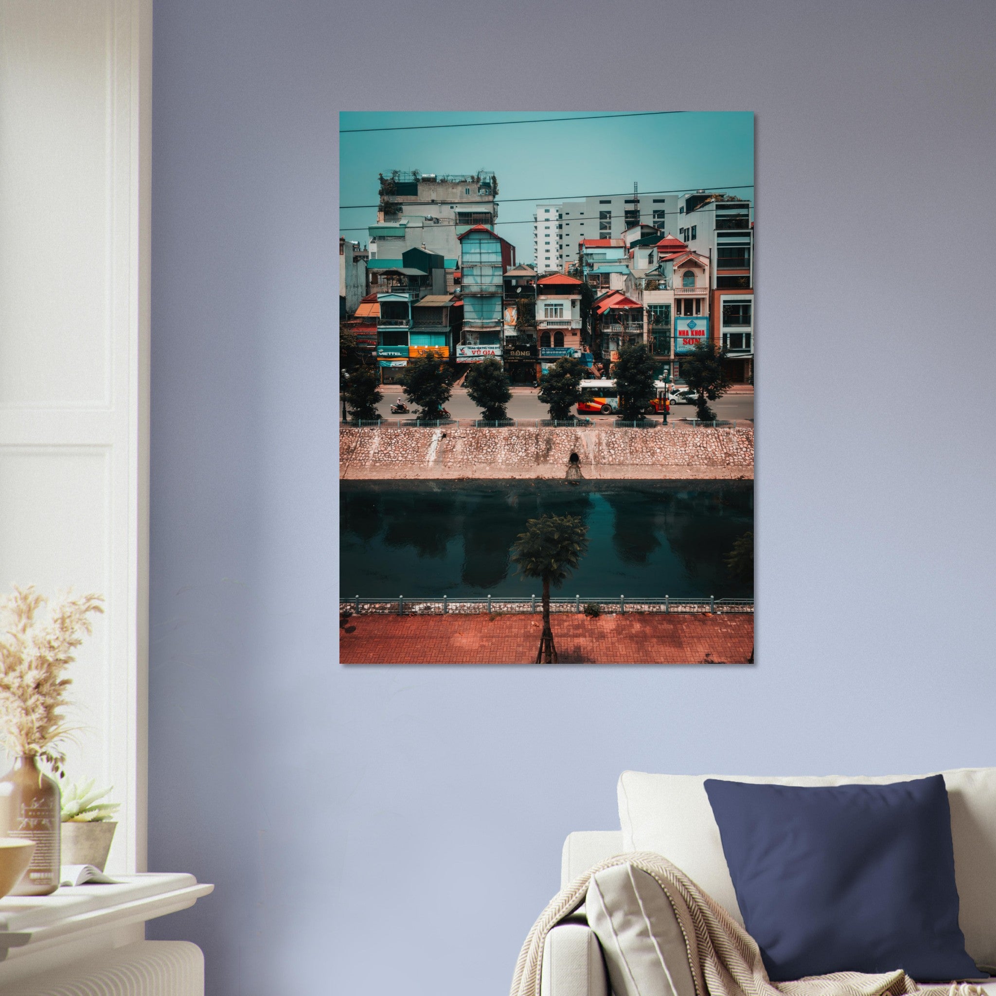 Captivating Hanoi City: Urban River Beauty | Metal Print